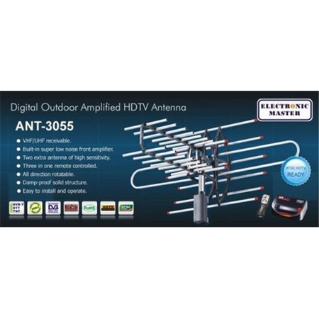ELECTRONIC MASTER Electronic Master ANT3055 Remote Controlled Rotating Digital Outdoor Amplified HDTV Antenna ANT3055